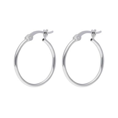 New Sterling Silver 18mm Plain Hoop Creole Earrings