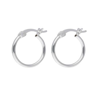 New Sterling Silver 14mm Plain Hoop Creole Earrings