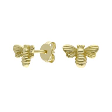 New Gold Plated Silver Small Manchester Bee Stud Earrings