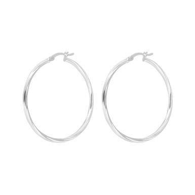 New Sterling Silver 40mm Twist Hoop Creole Earrings