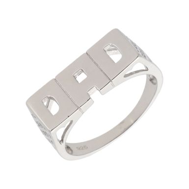 New Sterling Silver Polished DAD Ring