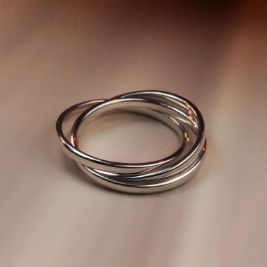 New Sterling Silver 3 Row Russian Wedding Band Style Ring