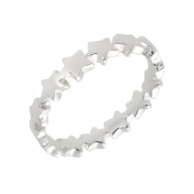 New Sterling Silver Stars Band Ring