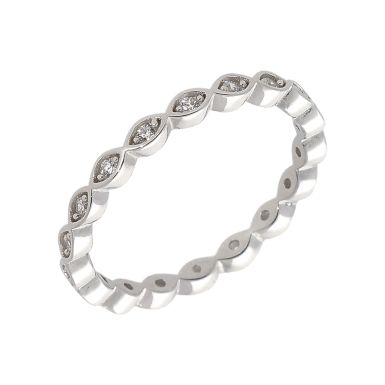 New Sterling Silver Cubic Zirconia Marquise Shape Full Band Ring