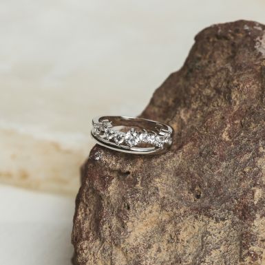New Sterling Silver Cubic Zirconia Twin Style Ring