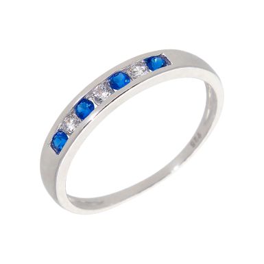 New Sterling Silver Blue & White Cubic Zirconia Eternity Ring
