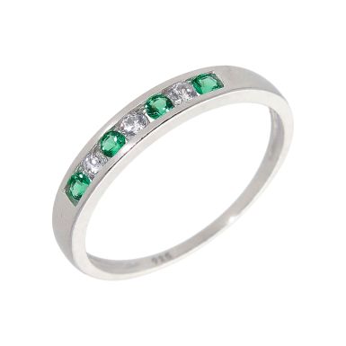 New Sterling Silver Green & White Cubic Zirconia Eternity Ring