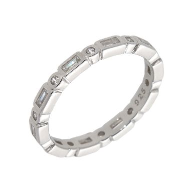 New Sterling Silver Cubic Zirconia Mixed Cut Full Eternity Ring