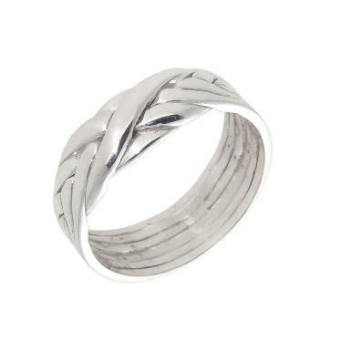 New Sterling Silver 6 Piece Gents Puzzle Ring