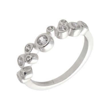 New Sterling Silver Cubic Zirconia Bubbles Ladies Ring