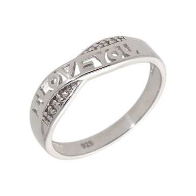 New Sterling Silver Diamond Set I Love You Ring