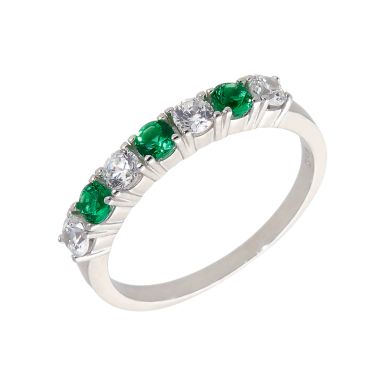 New Sterling Silver Green Cubic Zirconia Eternity Style Ring