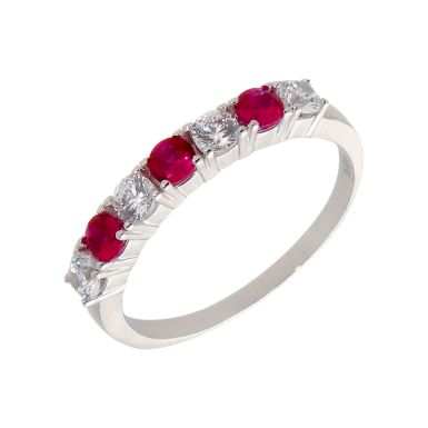 New Sterling Silver Red Cubic Zirconia Eternity Style Ring