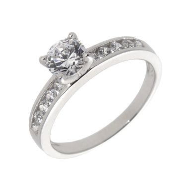 New Sterling Silver Cubic Zirconia Solitaire Ring