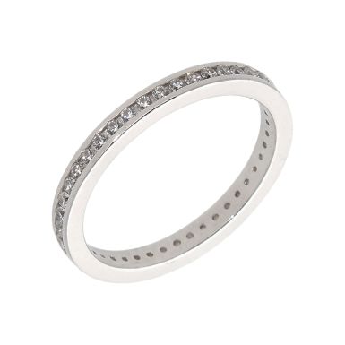 New Sterling Silver Cubic Zirconia Channel Full Eternity Ring
