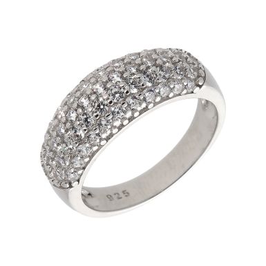 New Sterling Silver Cubic Zirconia Domed Band Ring