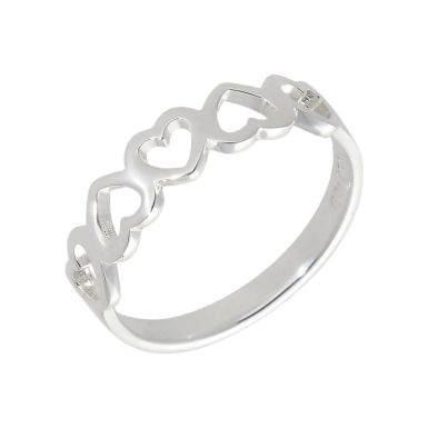 New Sterling Silver Cutout Hearts Ring