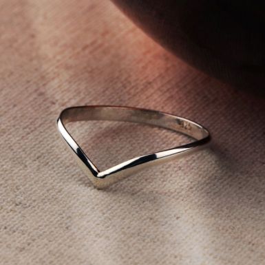 New Sterling Silver Half Wishbone Ring