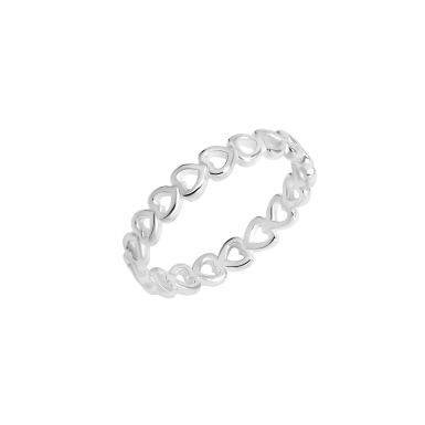 New Sterling Silver Hearts Band Ring