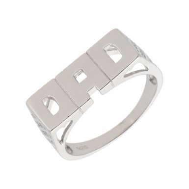 New Sterling Silver Polished DAD Ring