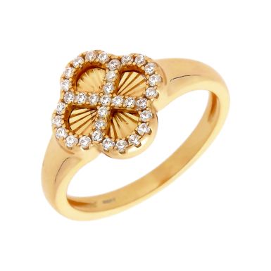 New Gold Plated Cubic Zirconia Sunburst Petal Ring