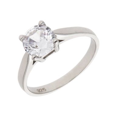 New Sterling Silver Cubic Zirconia Solitaire Ring