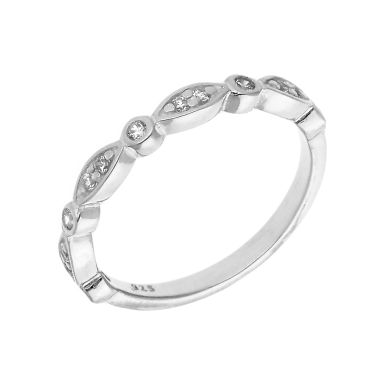 New Sterling Silver Cubic Zirconia Shaped Band Ring