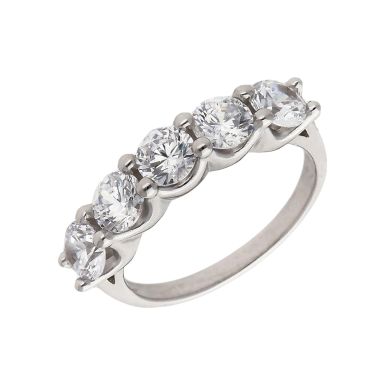 New Sterling Silver Cubic Zirconia 5 Stone Eternity Ring