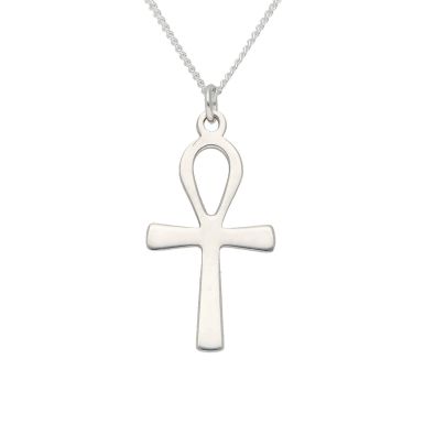 New Sterling Silver Ankh Cross & 18" Chain Necklace