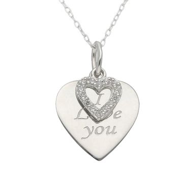 New Sterling Silver I Love You Double Heart & 18" Necklace