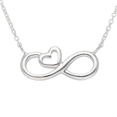 New Sterling Silver Infinity Heart Pendant & 15-17" Necklace