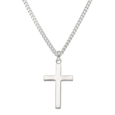 New Sterling Silver Solid Polished Cross Pendant & 20" Necklace