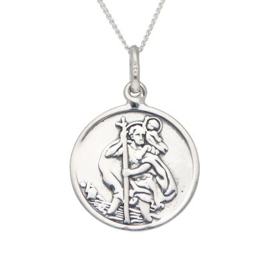 New Sterling Silver St Christopher Pendant & 20" Necklace