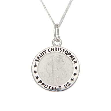 New Sterling Silver St Christopher Pendant & 18" Necklace
