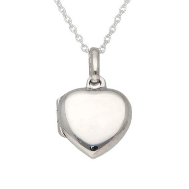 New Sterling Silver Small Heart Shaped Locket & 18" Necklace