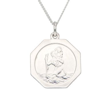 New Sterling Silver St Christopher & 20" Chain Necklace