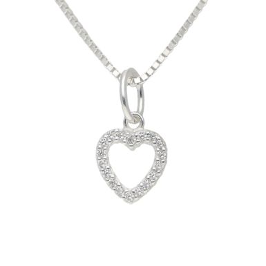 New Sterling Silver Cubic Zirconia Small Heart & 18" Necklace