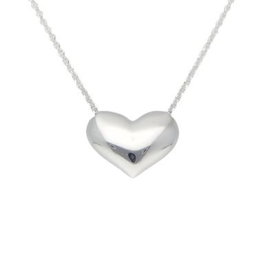 New Sterling Silver 18 Inch Sliding Heart Necklace