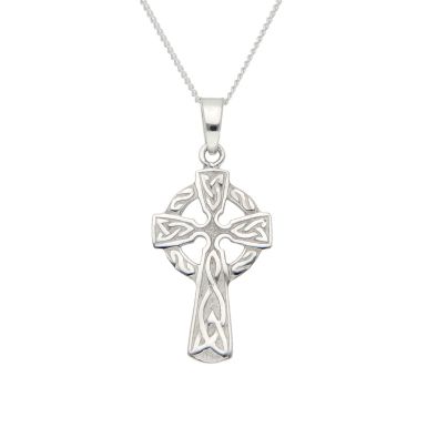 New Sterling Silver Celtic Cross Pendant & 18" Chain Necklace