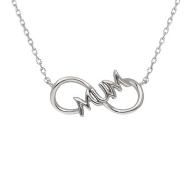 New Sterling Silver 18" Mum Infinity Necklace
