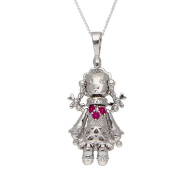 New Sterling Silver Gemstone Doll & 18" Chain Necklace