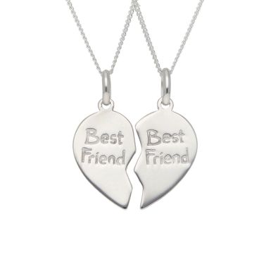 New Sterling Silver 2-Part Best Friend Heart Friendship Necklace