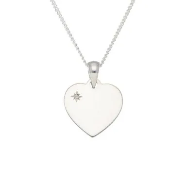 New Sterling Silver Gemstone Set Polished Heart & 18" Necklace
