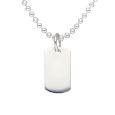 New Sterling Silver Dog Tag Engraveable Pendant & 18" Bead Chain