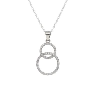 New Sterling Silver 18" Gemstone Stacked Double Circle Necklace