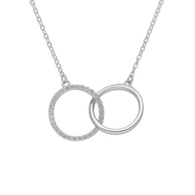 New Sterling Silver 17" Gemstone Linked Double Circle Necklace