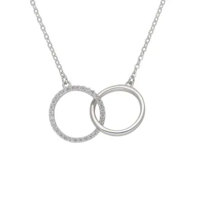 New Sterling Silver 17" Gemstone Linked Double Circle Necklace