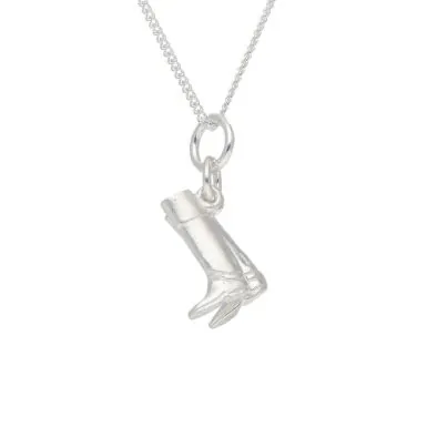 New Sterling Silver Riding Boots Pendant & 18" Necklace