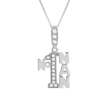 New Sterling Silver Cubic Zirconia No.1 Nan Pendant Necklace