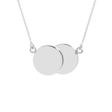 New Sterling Silver 17" Double Circle Disc Necklace